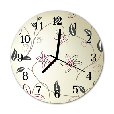 Horloge murale en verre Art des fleurs