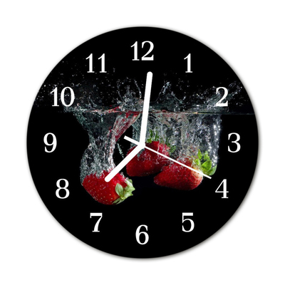 Horloge murale en verre Fraises