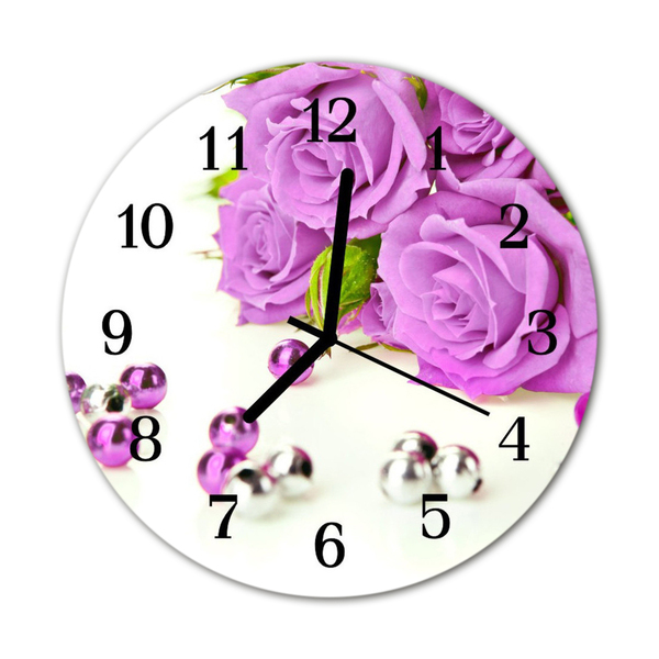 Horloge murale en verre Roses