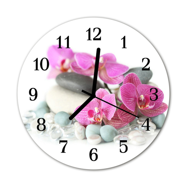 Horloge murale en verre Orchidées