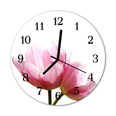 Horloge murale en verre Fleurs de tulipes