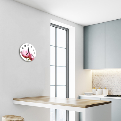 Horloge murale en verre Fleurs de tulipes