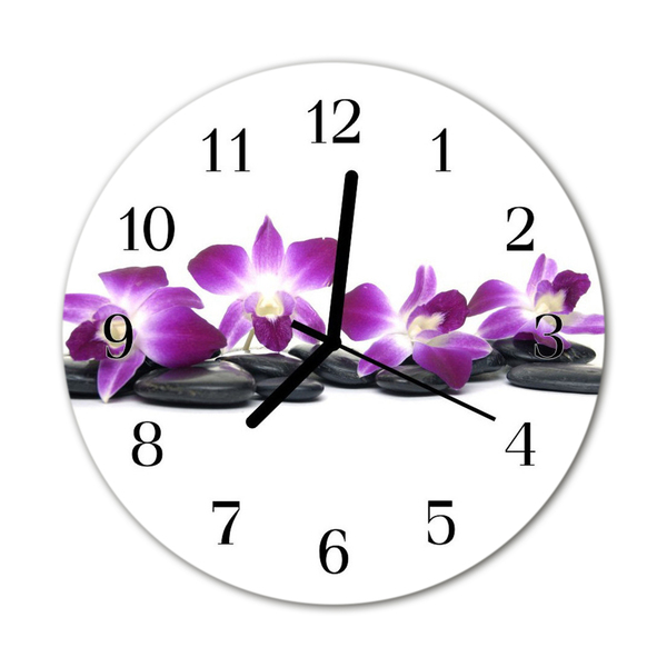 Horloge murale en verre Orchidée