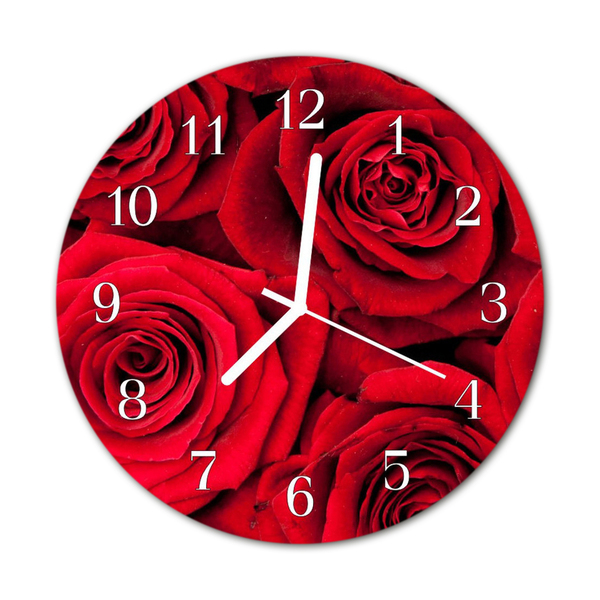 Horloge murale en verre Roses