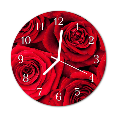 Horloge murale en verre Roses