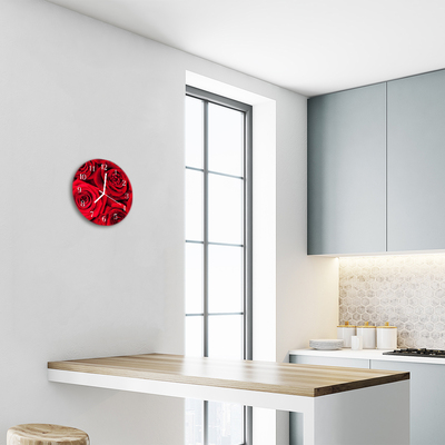 Horloge murale en verre Roses