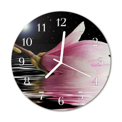 Horloge murale en verre Fleur de magnolia