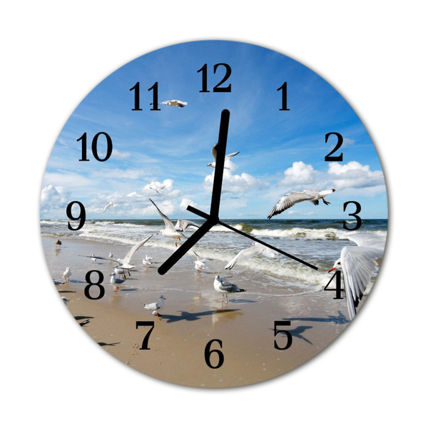 Horloge murale en verre Mouettes