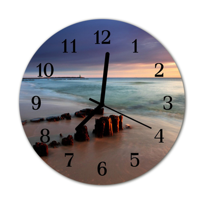 Horloge murale en verre Mer plage