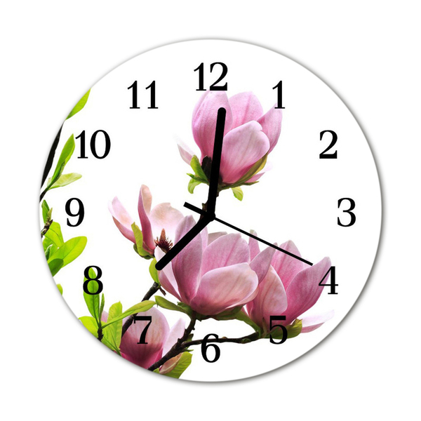 Horloge murale en verre Fleur de magnolia