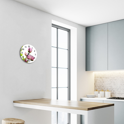 Horloge murale en verre Fleur de magnolia