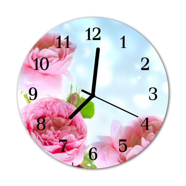 Horloge murale en verre Pivoines