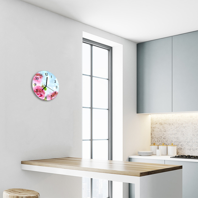 Horloge murale en verre Pivoines