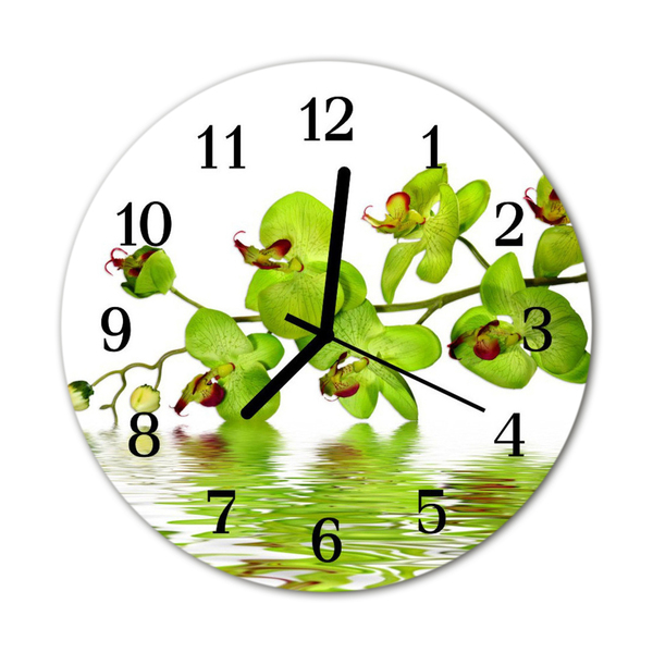 Horloge murale en verre Orchidée