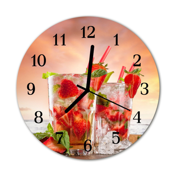 Horloge murale en verre Fraises