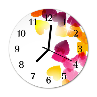 Horloge murale en verre Coeurs colorés