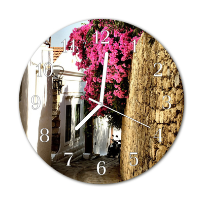 Horloge murale en verre Allée de fleurs