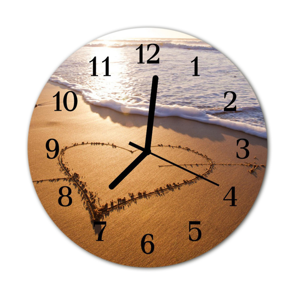 Horloge murale en verre Coeur de plage