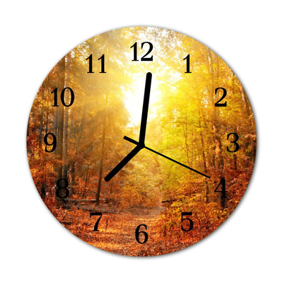 Horloge murale en verre Forêt d'automne