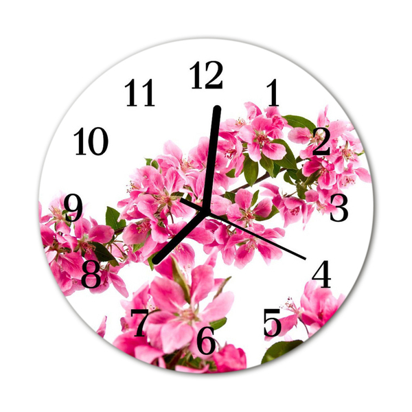 Horloge murale en verre Fleurs