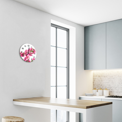 Horloge murale en verre Fleurs