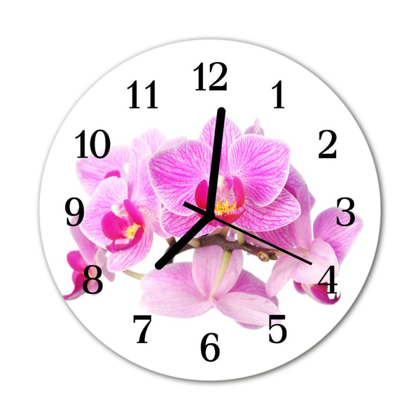 Horloge murale en verre Orchidées