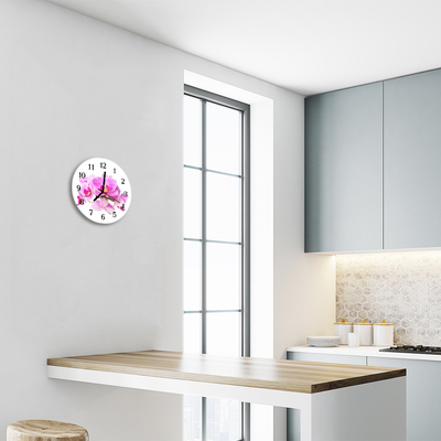 Horloge murale en verre Orchidées