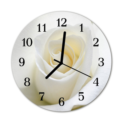 Horloge murale en verre Rose blanche