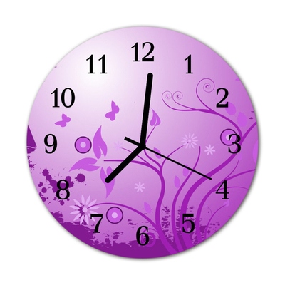 Horloge murale en verre Art des fleurs