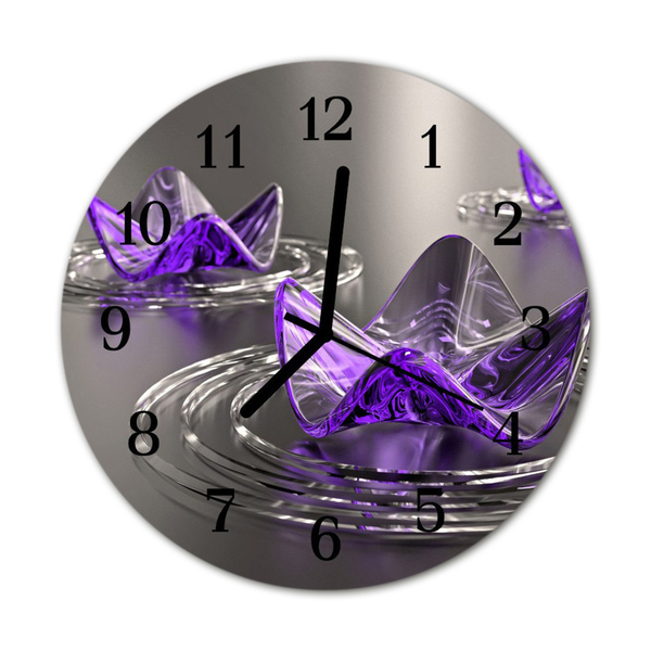 Horloge murale en verre Fleurs en verre