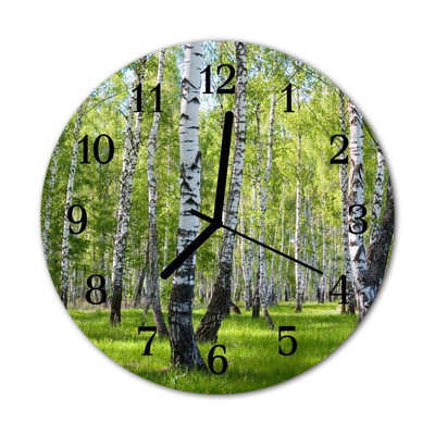 Horloge murale en verre Forêt de bouleaux