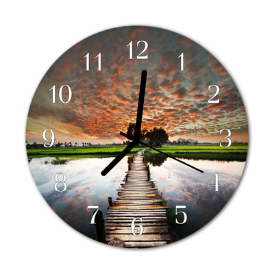 Horloge murale en verre Pont de prairie