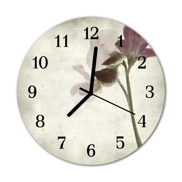 Horloge murale en verre Fleur vintage