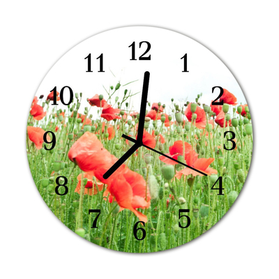 Horloge murale en verre Coquelicots