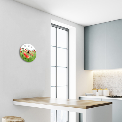 Horloge murale en verre Coquelicots