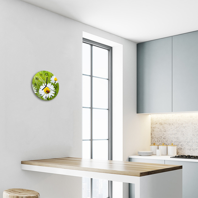 Horloge murale en verre Marguerites