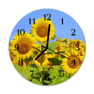 Horloge murale en verre Tournesol