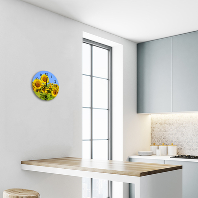 Horloge murale en verre Tournesol