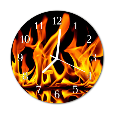 Horloge murale en verre Feu