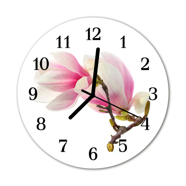 Horloge murale en verre Fleur de magnolia