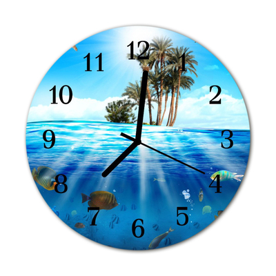 Horloge murale en verre Île de poisson