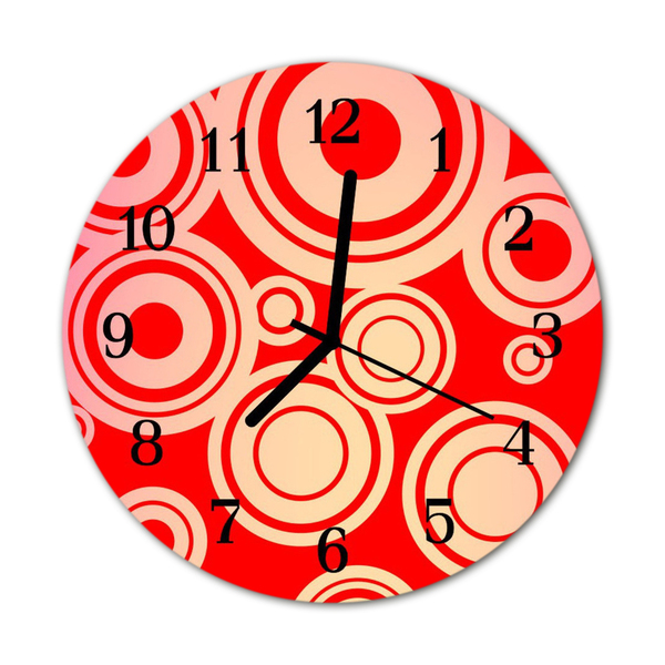 Horloge murale en verre Cercles rouges