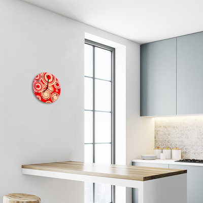 Horloge murale en verre Cercles rouges