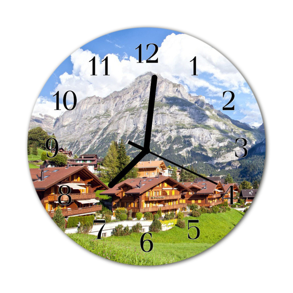 Horloge murale en verre Montagnes