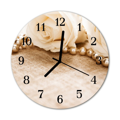 Horloge murale en verre Roses vintage