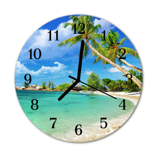 Horloge murale en verre Palmiers de plage