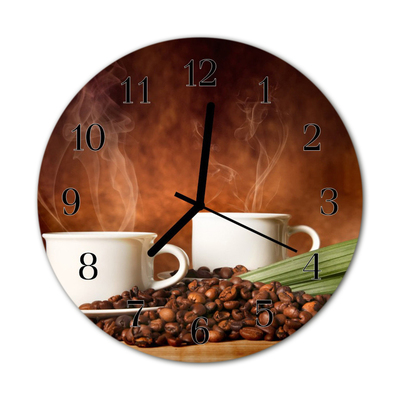 Horloge murale en verre Tasses à café