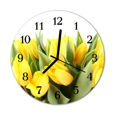 Horloge murale en verre Fleurs de tulipes