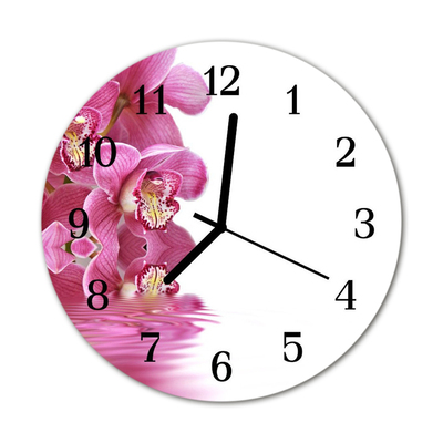 Horloge murale en verre Orchidée