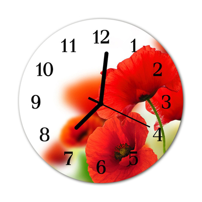 Horloge murale en verre Coquelicots